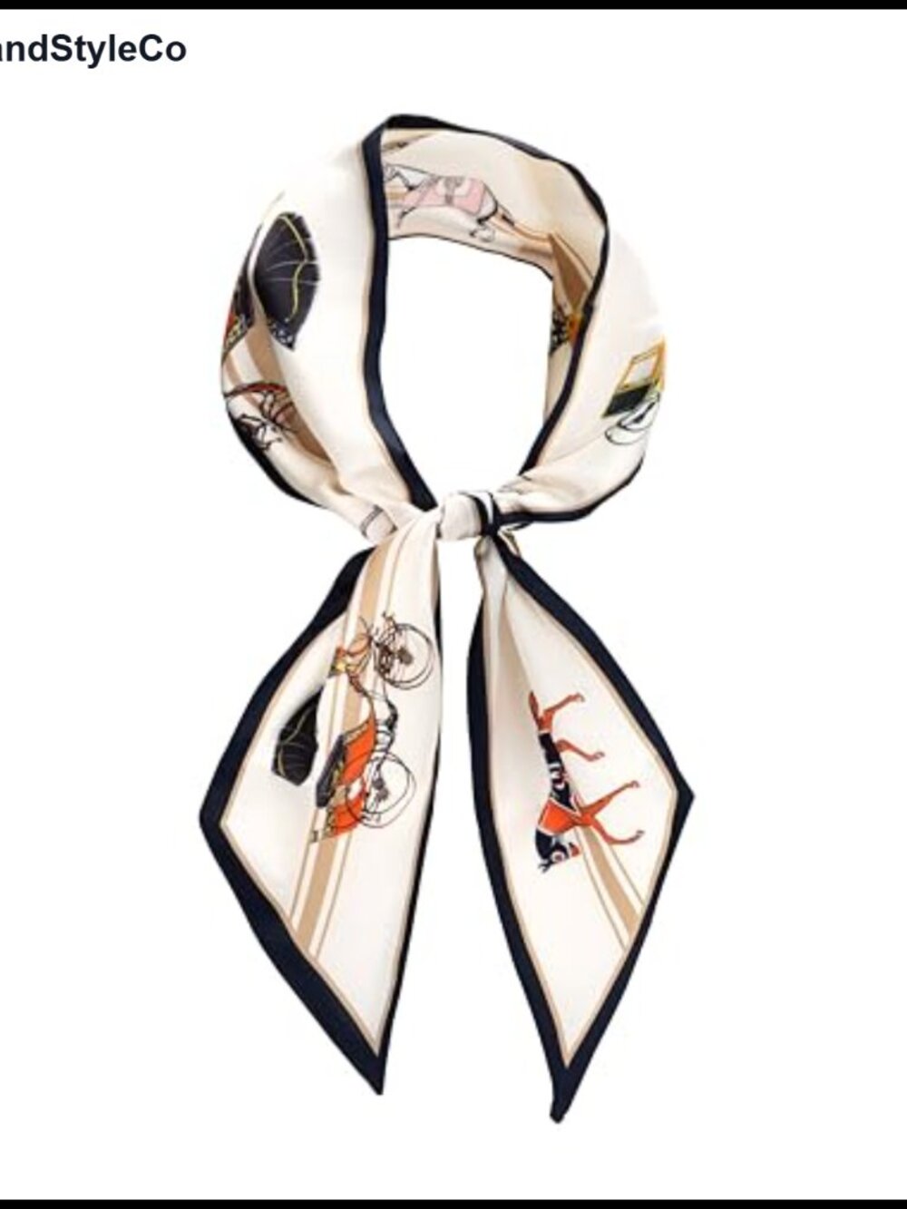 Satin Scarf Horse Print Skinny Neck Tie Hair Wrap Purse Accessory Women